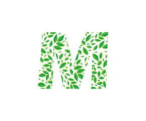 Letter M Leaves Nature Icon Vector Logo 