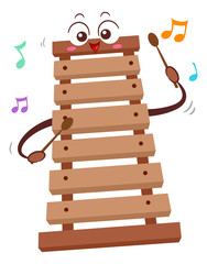 Mascot Wooden Xylophone Illustration