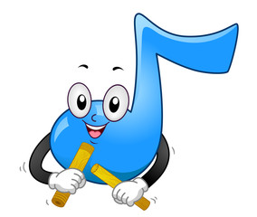 Music Note Mascot Play Claves Illustration