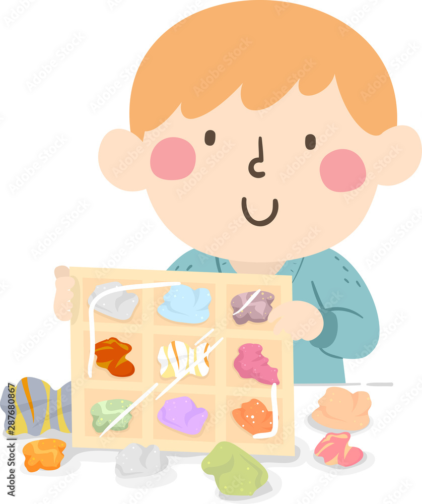 Sticker kid boy activity rock collection illustration