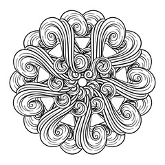 Vector black and white abstract mandala motif
