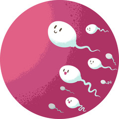 Sperm Mascots Swim Egg Cell Illustration