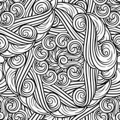 Black and white abstract tangle seamless pattern.