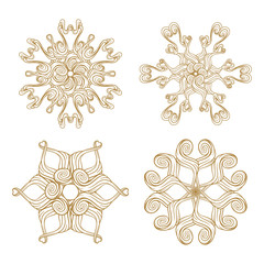 New year vector snowflakes set.