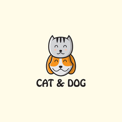 icon logo head of cat and dog