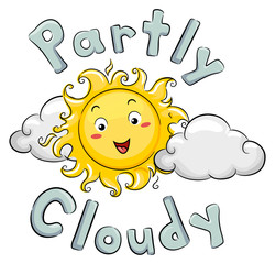 Mascot Sun Weather Partly Cloudy Illustration