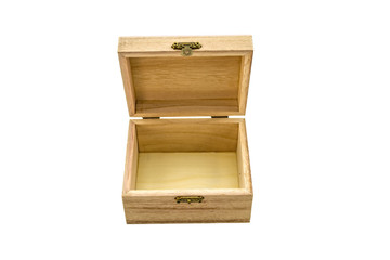 Close up wooden box isolated on white.Saved with clipping path.