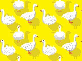 Domestic Goose Sebastopol Cartoon Background Seamless Wallpaper