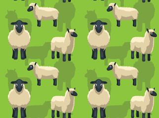 Sheep Suffolk Cartoon Background Seamless Wallpaper