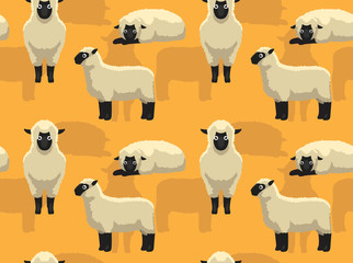 Sheep Hampshire Cartoon Background Seamless Wallpaper