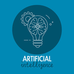 Artificial Intelligence in smartphones. AI logo. Isolated on white background. thin line.