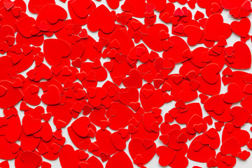 Pattern with hearts for present carts design on white background top view