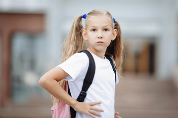 Schoolgirl blonde with ponytails.