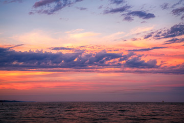 Beautiful sunset clouds over Lake Superior - 287682247