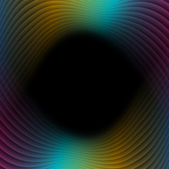 Colorful refracted neon waves. Futuristic vector graphic design with curved lines. Technology wavy background