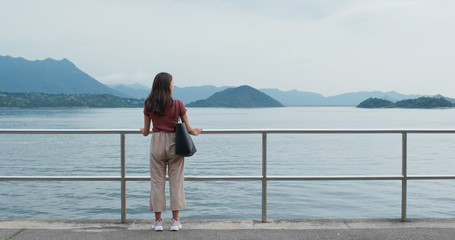 Woman look around the seascape