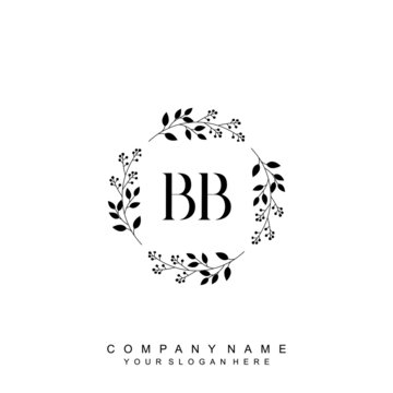 letter BB surrounded by beautiful and elegant flowers and leaves. Wedding monogram logo template. Fashion Logo template Vectors,