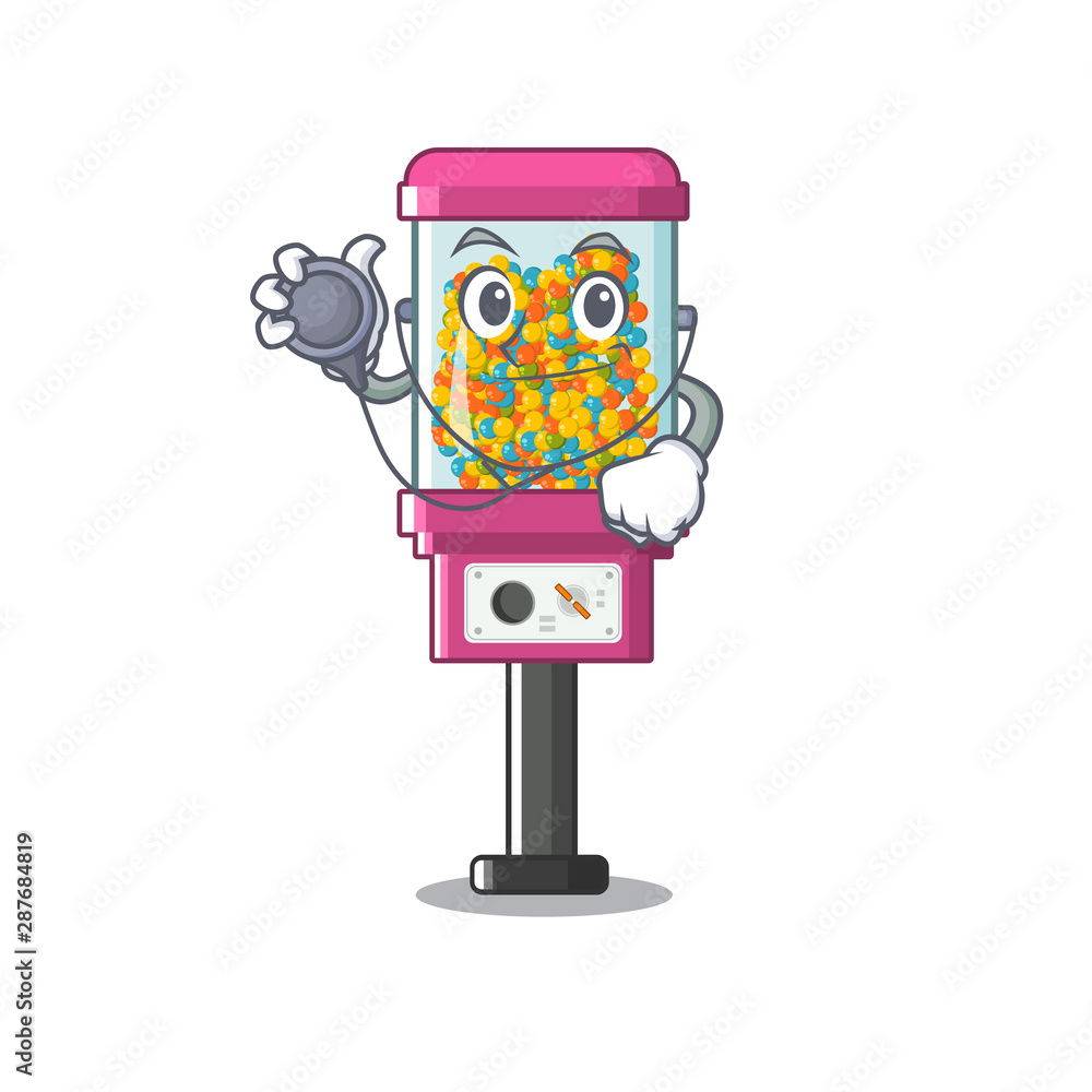 Poster Doctor candy vending machine isolated in mascot