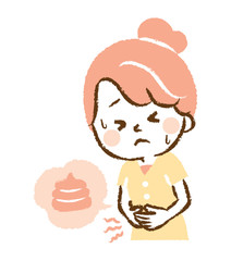 Illustration that young woman endures stomachache