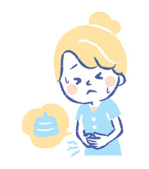 Illustration that young woman endures stomachache
