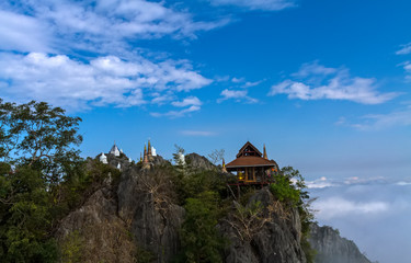 Amazing Thailand sea of mist at Wat Prajomklao Rachanusorn (Wat Phrabat Pu Pha Daeng) , Lampang province, Thailand