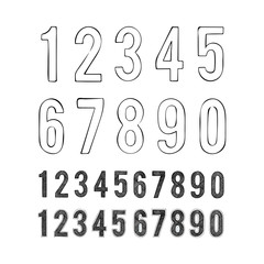 Numbers. Hand drawn vector numbers. Sketch drawing numbers. Part of set.