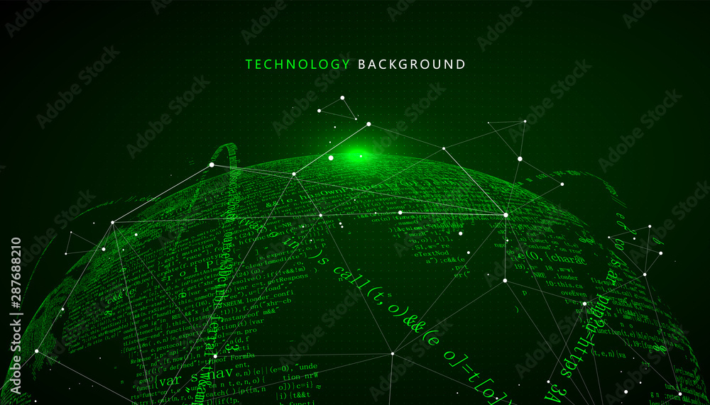 Aufkleber the earth is made up of digital codes., a sense of science and technology abstract graphics.