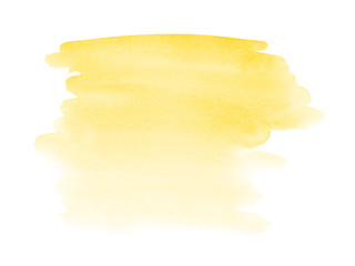 Fototapeta na wymiar Yellow watercolor hand drawn stain on paper texture