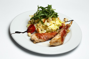 Caesar salad with chicken and bacon