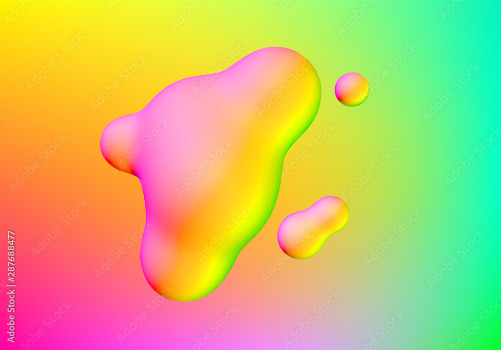 Poster Fluid design liquid blobs with vibrant intense colors abstract background