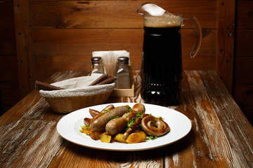 sausages and wieners with a vegetables