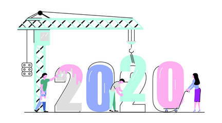 Business people building 2020