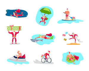 Set of Young sporty Santa Claus