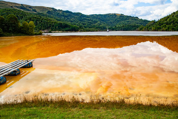 nature pollution from copper mine at lake Geamana, Romania