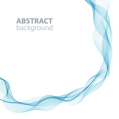 Blue abstract waves background, waved lines for brochure, website, flyer design. Transparent lines.