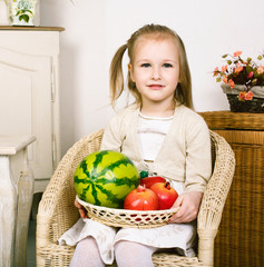 Fototapeta premium little cute girl playing at home, lifestyle people concept