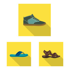 Vector design of shoe and footwear sign. Set of shoe and foot stock symbol for web.
