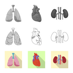 Fototapeta premium Vector design of body and human symbol. Set of body and medical vector icon for stock.