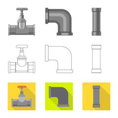 Vector design of pipe and tube symbol. Set of pipe and pipeline stock vector illustration.