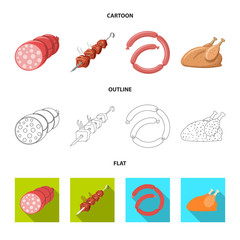 Vector illustration of meat and ham icon. Collection of meat and cooking stock vector illustration.