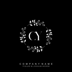 letter CY surrounded by beautiful and elegant flowers and leaves. Wedding monogram logo template. Fashion Logo template Vectors,