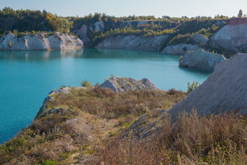 Fototapeta premium chalk quarry in Belarus in summer