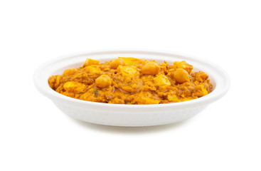 North Indian Healthy Cuisine Chole Paneer or Chole Paneer Curry Made From Boiled Chickpea with Cottage Cheese and Spices