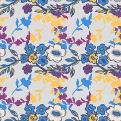 Abstract nature flower small seamless pattern set.Ethnic ornament, floral print, textile fabric, botanical .