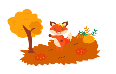 Cute animal in Autumn season