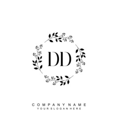 letter DD surrounded by beautiful and elegant flowers and leaves. Wedding monogram logo template. Fashion Logo template Vectors,