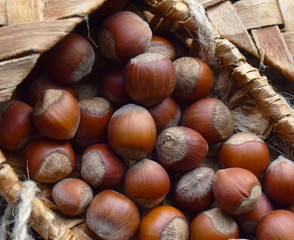 hazelnuts hazelnuts in a wicker basket