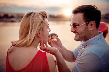 Happy couple having fun outdoors