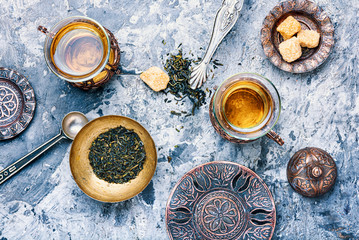 Fototapeta na wymiar Turkish tea in traditional glass