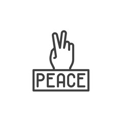 Peace Sign Hand line icon. linear style sign for mobile concept and web design. Hand gesture V sign for victory or peace outline vector icon. Symbol, logo illustration. Vector graphics